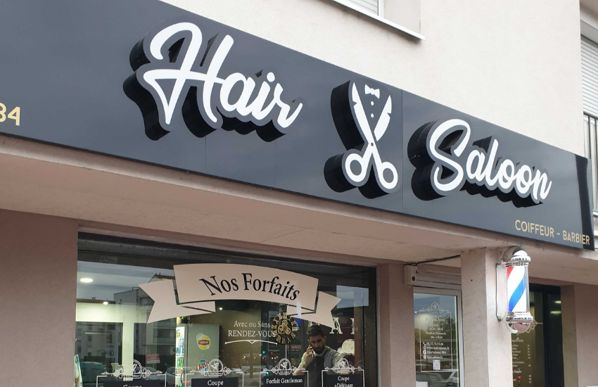 Lettres reliefs Hair Saloon
